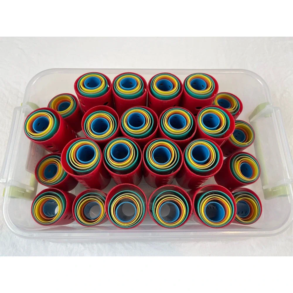 00405 - VTG Nesting Hair Curler Rollers Mod Set 144‎ Pieces with Case Plastic